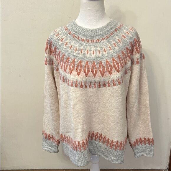 Evolution by Cyrus cream gray mauve long sleeve sweater Size XL EUC - Picture 1 of 6